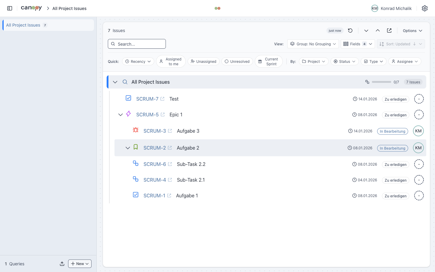Canopy Tree View - Hierarchical Jira Issue Display